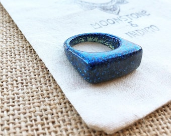 Blue Resin Ring - Glitter Resin Ring - Glitter Ring - Statement Ring - Glitter Dome Ring - Resin Glitter Ring Size 10 Many Colours Available