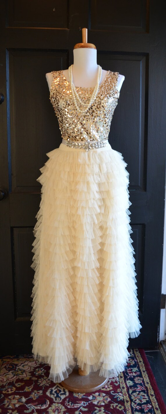 tulle maxi skirt ivory