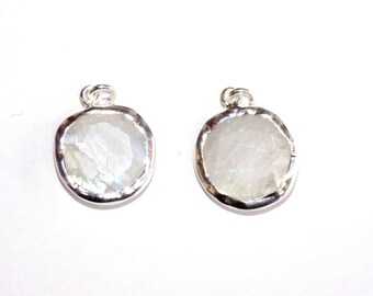 Rainbow Moonstone with Blue Fire Sterling Silver Charms