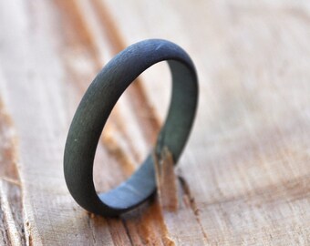 Men's 4mm wide Sterling Silver Wedding Band. Oxidised. Oxidized. Black. Grey. Gray. Custom Size. Handmade.