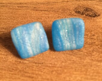 Blue quartz clay earrings