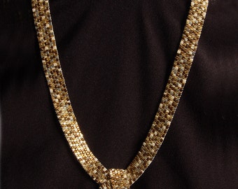 Various gold-toned peyote necklace