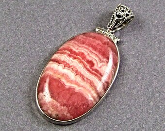 Rhodochrosite Sterling Silver Pendant - N917