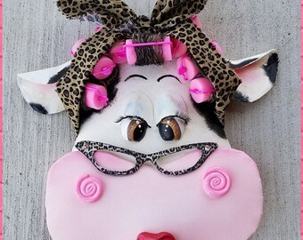 Wreath Enhancement, Wreath Attachment, Whimsical Cow, Cow,