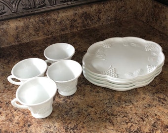 Harvest Snack Set - Milk Glass Set of Four