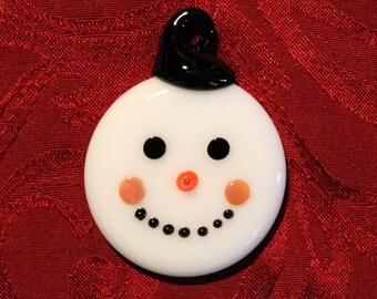 Handmade Glass Snowman Ornament