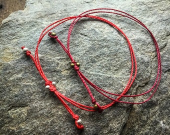 Red string bracelet yoga meditation crimson thread cord boho jewelry kabbalah by Creations Mariposa