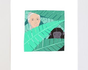 Jane Goodall Portrait Illustration Art Print