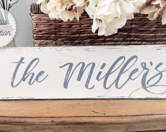 Family Name Sign, Personalized Wedding Name Sign, Last Name, Farmhouse Style, Beach Decor, Anniversary Gift, Couple Gifts, Wood Signs, white
