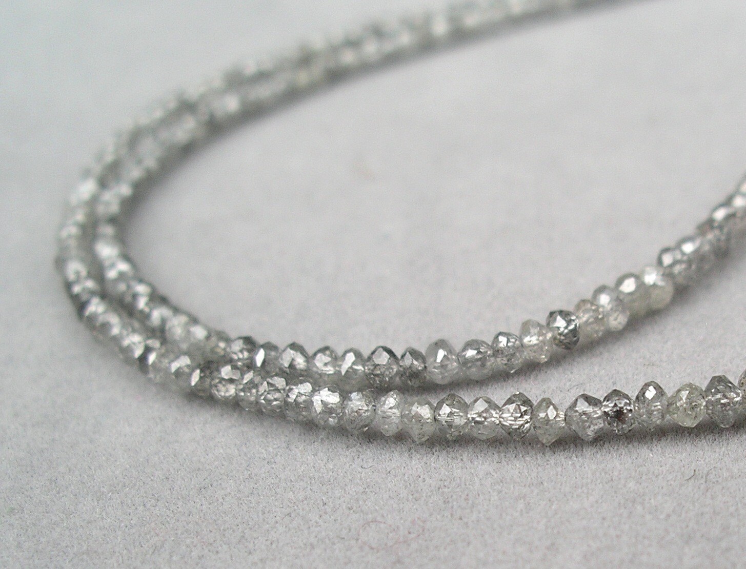 grey diamond bead necklace by rockedjewelry