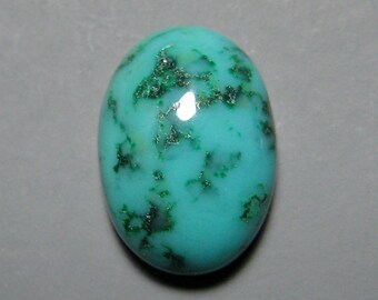 Gem Silica Chrysocolla with Malachite Cabochon from Peru, 14x10mm