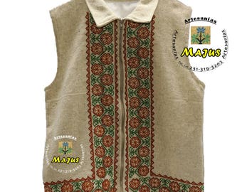 Hand-embroidered handmade wool vest