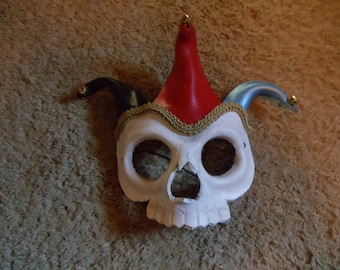 Leather Jester Skull Mask