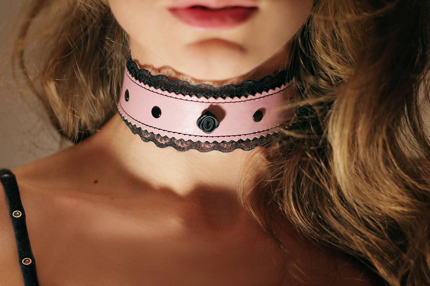 Soumise Collier Bdsm Chaton Jouer Collier Rose En Cuir Ras De 