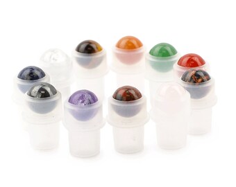 15 pc Set NATURAL GEMSTONE Replacement Roller Ball Fitments PREMIUM Rollon High End Essential Oil Rollers for Standard Dram/10ml Bottles