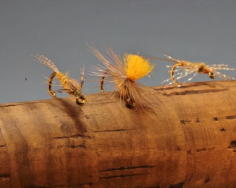 Blue Wing Olive selection, Fly fishing flies, Hand-tied flies, Mayflies, Dry flies, Nymphs, Fishing flies in a box, Trout fishing flies