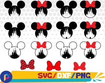 Disney castle svg,png,dxf/Mickey svg,png,dxf/Minnie svg,png,dxf for Silhouette,Cricut,Design,Print and any more