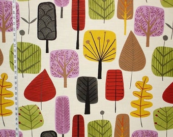 Scandinavian tree fabric autumn forest retro mid century modern home decorating material cotton 1 yard