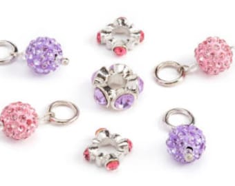 630 - Pave, Rhinestone, Pink and Purple - Package of 21