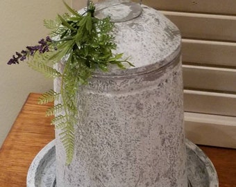 Galvanized Chicken Feeder Farmhouse Faux Plants