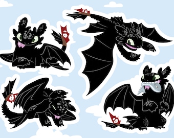 Toothless Stickers. HTTYD Dragon Vinyl Sticker Sheet.