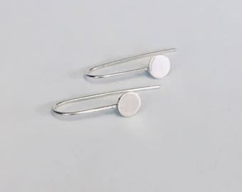 Sterling silver tiny dot drop earrings