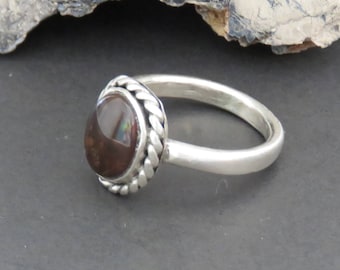 Man's sterling silver ring, fire agate, size 10 1/2, vintage, 8 grams