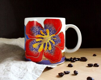 Wild Hibiscus. 1990s Laurel Burch mug.