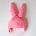 Pink Bunny Ear Flap Hat - Rabbit Hat Costume - For Girl Newborn to Adult Photo - Halloween / Cosplay Wig