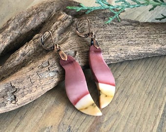 Mookaite Jasper Earrings , natural stone jewelry