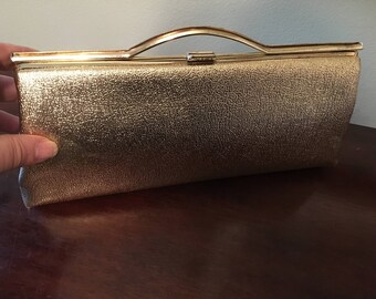 1960s Gold Lame Evening Clutch Purse