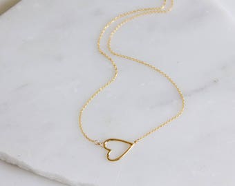 Mother's Day Gift, Heart Necklace, Sideways Heart Necklace