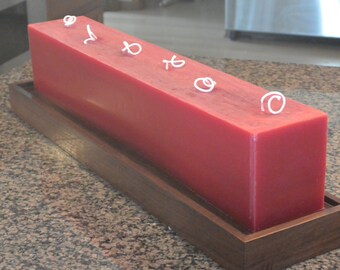 Custom hand poured CRANBERRY RED 24 inch long candle with 6 cotton wicks