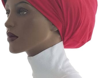 Huggee Locks Beanie™ Beanie Cap Hat Red Jersey Knit Rasta locs Tam Rastafari Dreadie Handmade