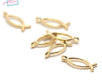 20 charms "fish" 20 x 8 mm Golden 001