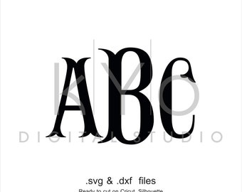 Fishtail Monogram font svg png cut files, Fishtail alphabet letters svg, Royal font svg files for Cricut Explore Maker Silhouette Cameo