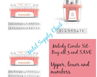 Melody Metal Stamp Set Impressart 3mm-COMBO- Get all 3-Metal Alphabet Set Punch Set-Metal Supply Chick-Jenna Sue Type-NEW