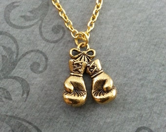 Boxing Gloves Necklace, SMALL Boxing Necklace, Boxing Gift, Boxing Jewelry, Boxer Necklace, Boxer Gift, Boxing Glove Necklace, Gold Necklace