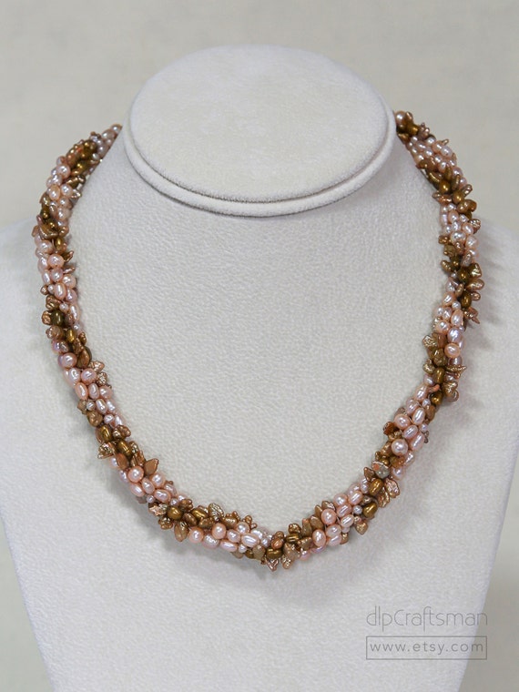 Statement Pearl Spiral Necklace Freshwater Pearl Kumihimo