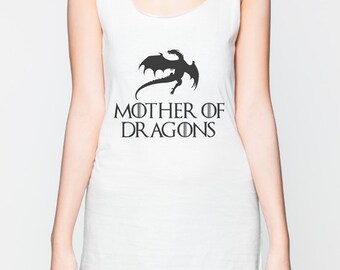Mother of Dragons Game of Thrones Khaleesi Shirt Tank Top Quote White Shirts Women Shirt Size S M L