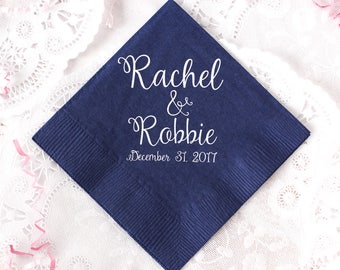 Wedding Napkins, Personalized Napkins, Anniversary Napkins, Wedding Favors, Custom Napkins, Gold Foil, Shower Napkins, Wedding Napkins