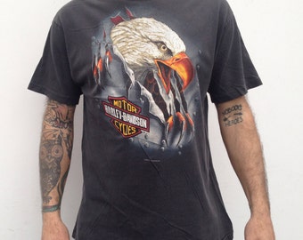 Harley Davidson Motorcycle | Vintage | 1980s | T-shirt | Chosa's Mesa Arizona | Biker shirt | Cotton | Black | Eagle/desert