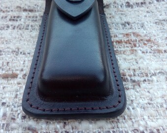 Handmade-Genuine-Leather-Folding-Knife-Sheath-Pouch-Belt Clip Dark Brown
