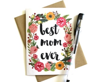 Mother's Day Card - Card for Mom, Floral Mother's Day Card, Birthday Card for Mom, Happy Mother's Day, Mother Card