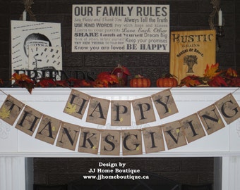 Happy Thanksgiving Banner, Fall banner, Fall photo prop banner, Autumn garland, Thanksgiving Decor, Fall decoration banner