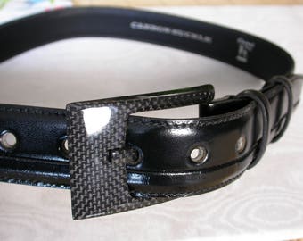 Carbon Buckle Leather Belt