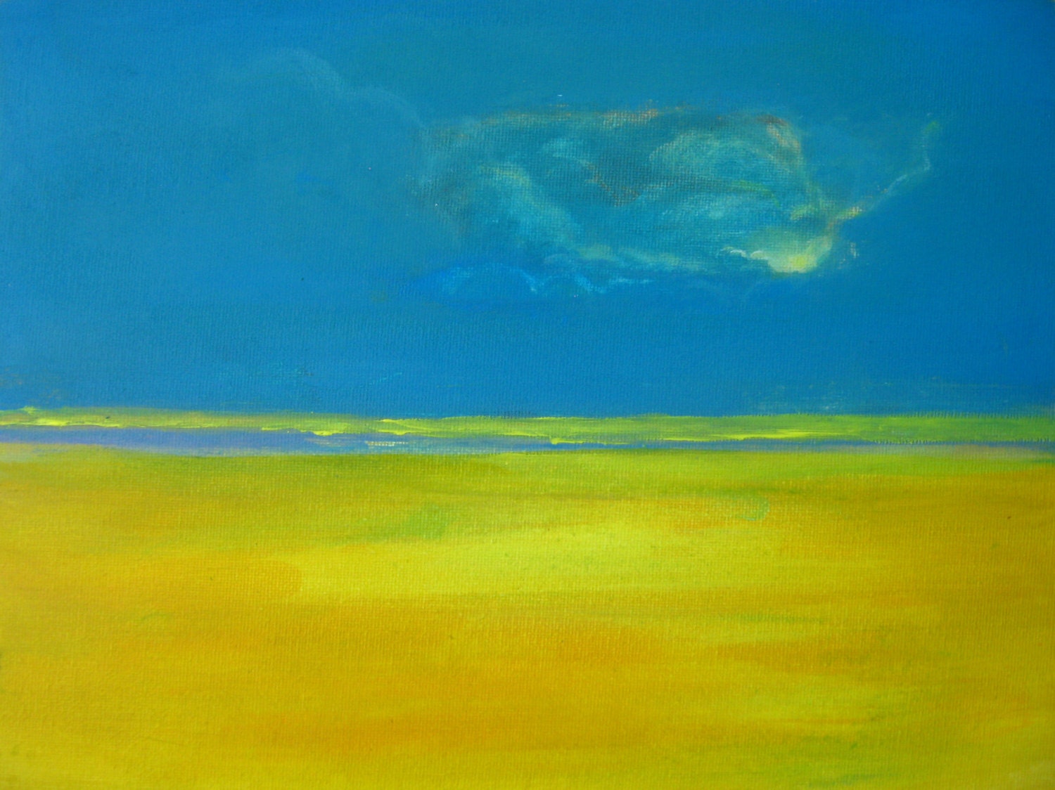 Blue Yellow Painting Acrylic Painting On Panel Blue Yellow