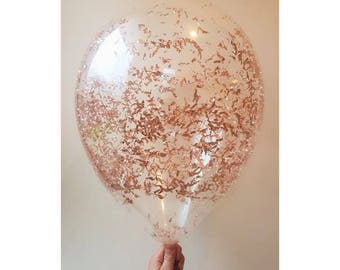 Metallic Rose Gold Confetti Balloons, Metallic Rose Gold Party Decorations, Wedding - Birthday - Hen Party - Christmas - New Years - Bridal
