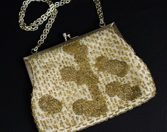 Cute Kitchsy Vintage 1960s Walborg Gold Beaded Purse Chain Strap Made in Hong Kong