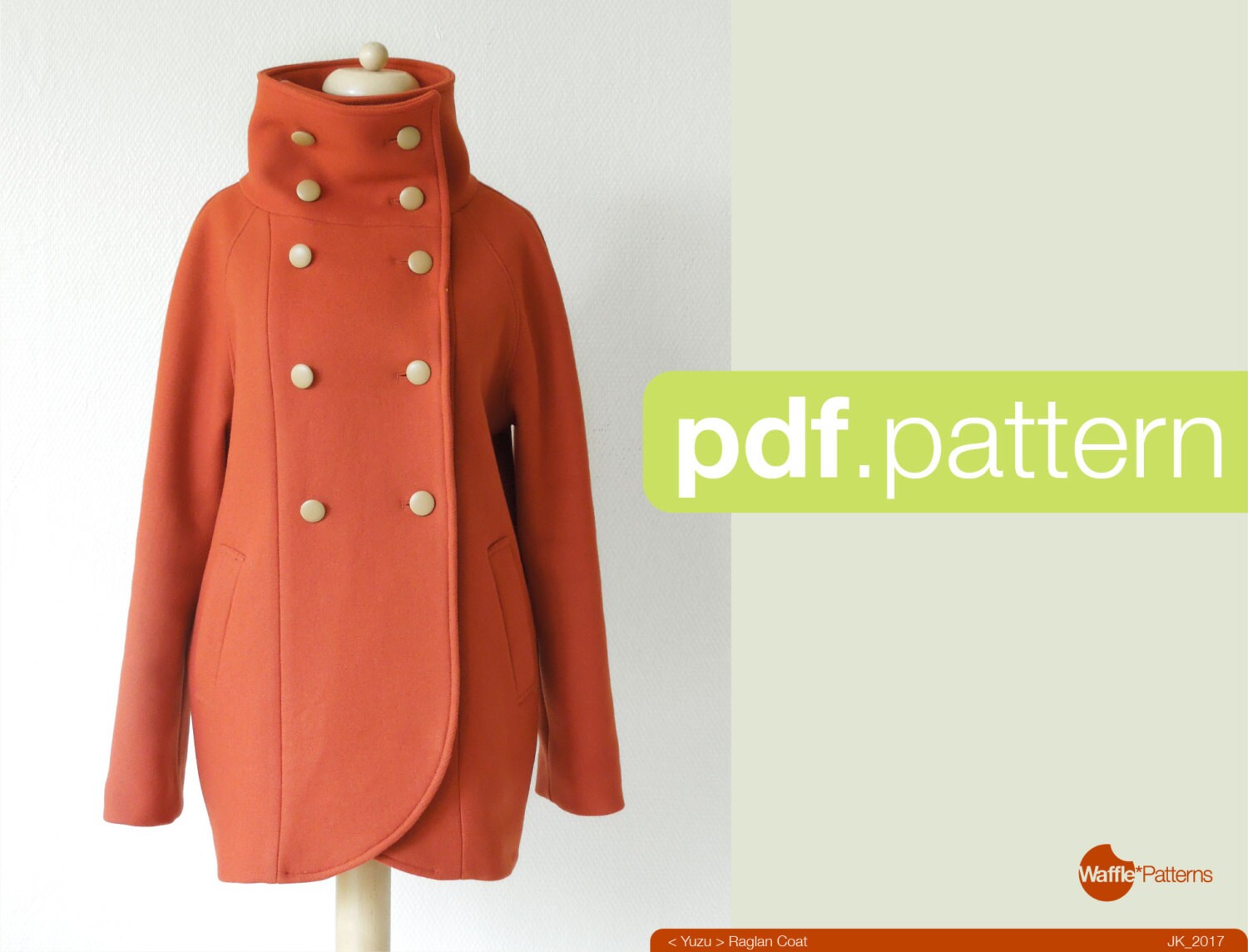 PDF sewing pattern Women Raglan Coat Yuzu size 3448